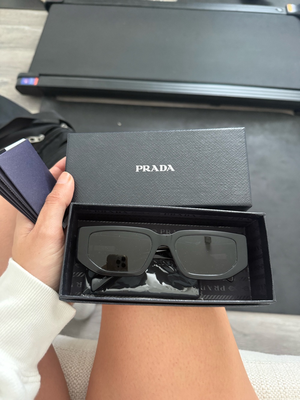 Prada Glossy Black Oversized Square Sunglasses